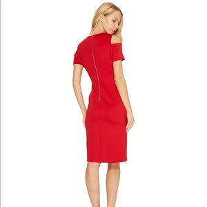 Calvin Klein | Red Cold Shoulder Scuba Dress